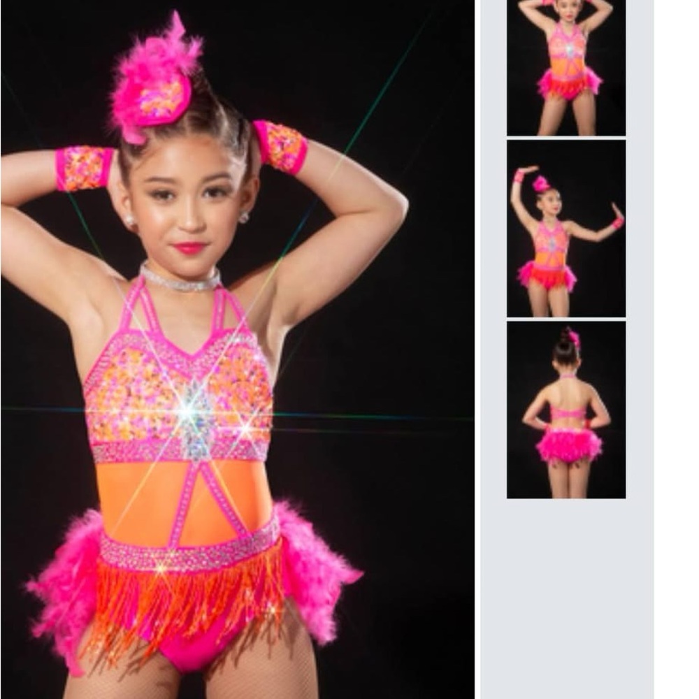 Vibrant Pink and Orange Glamour Dance Costume - MC
